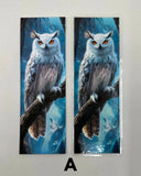White owl bookmark with mystical woodland design