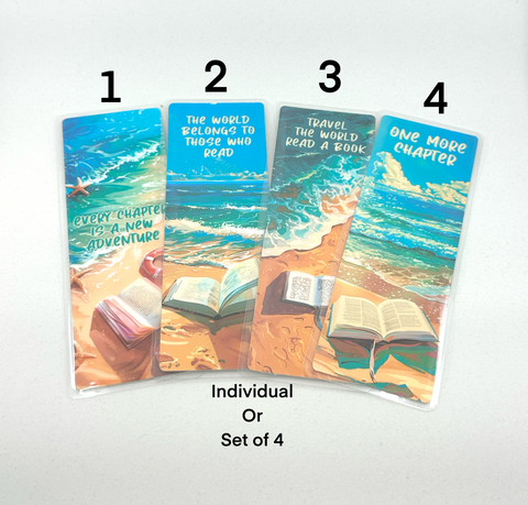 Beach Reading Bookmark Set – Ocean Scene Bookmarks with Book Lover Quotes