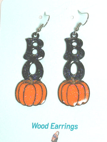 Boo Pumpkin Halloween Earrings