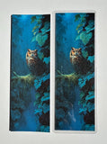 Night forest owl bookmark set with moonlit owl