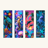 Fantasy Sea Life bookmark collection with sea turtle, seahorse, dolphins, and octopus