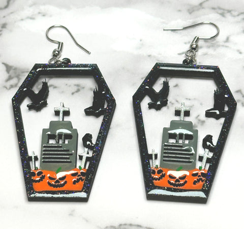 Graveyard Coffin Earrings