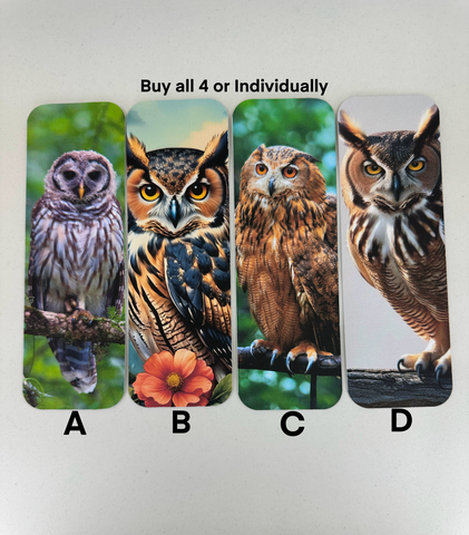 Owl Bookmark Set – 4 Realistic Owl Bookmarks | Matte or Laminated Finish | Bird Lover Gift