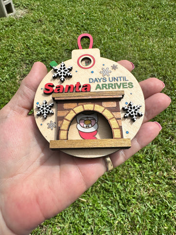 Santa Christmas Countdown Ornament – Wooden Advent Calendar (Hand-Painted Basswood)