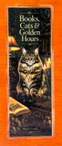 Laminated Maine Coon cat bookmark with warm golden library scene