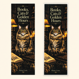 Maine Coon cat bookmark with cozy library artwork