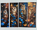 Moody floral owl bookmark set with four owl designs