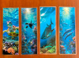 Ocean Sea Animals Bookmark Set with sea turtle orca whale shark and dolphin artwork