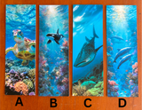 Ocean Sea Animals Bookmark Set with sea turtle orca whale shark and dolphin artwork