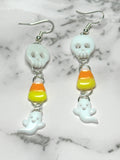 Halloween Skull Candy Corn Ghost Earrings