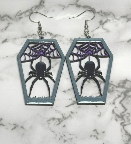 Spider Coffin Earrings