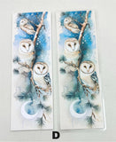 Watercolor owl bookmark with soft blue woodland artwork