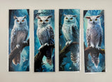White owl bookmark set with fantasy owl artwork